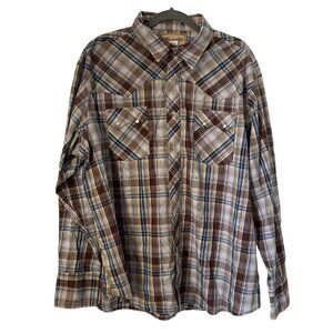 Wrangler Men's Western Perl Snap Button Plaid LS Shirt Pockets Front XXL